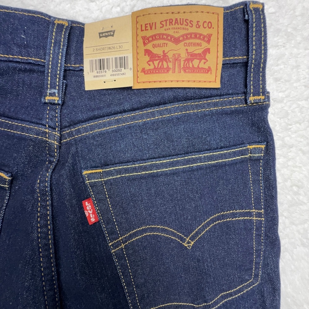 Levis 724 High Rise Slim Straight Jeans Women 2 Short W26 L30 Dark Wash NWT